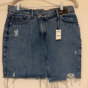 Express Distressed Blue Denim Mini Skirt